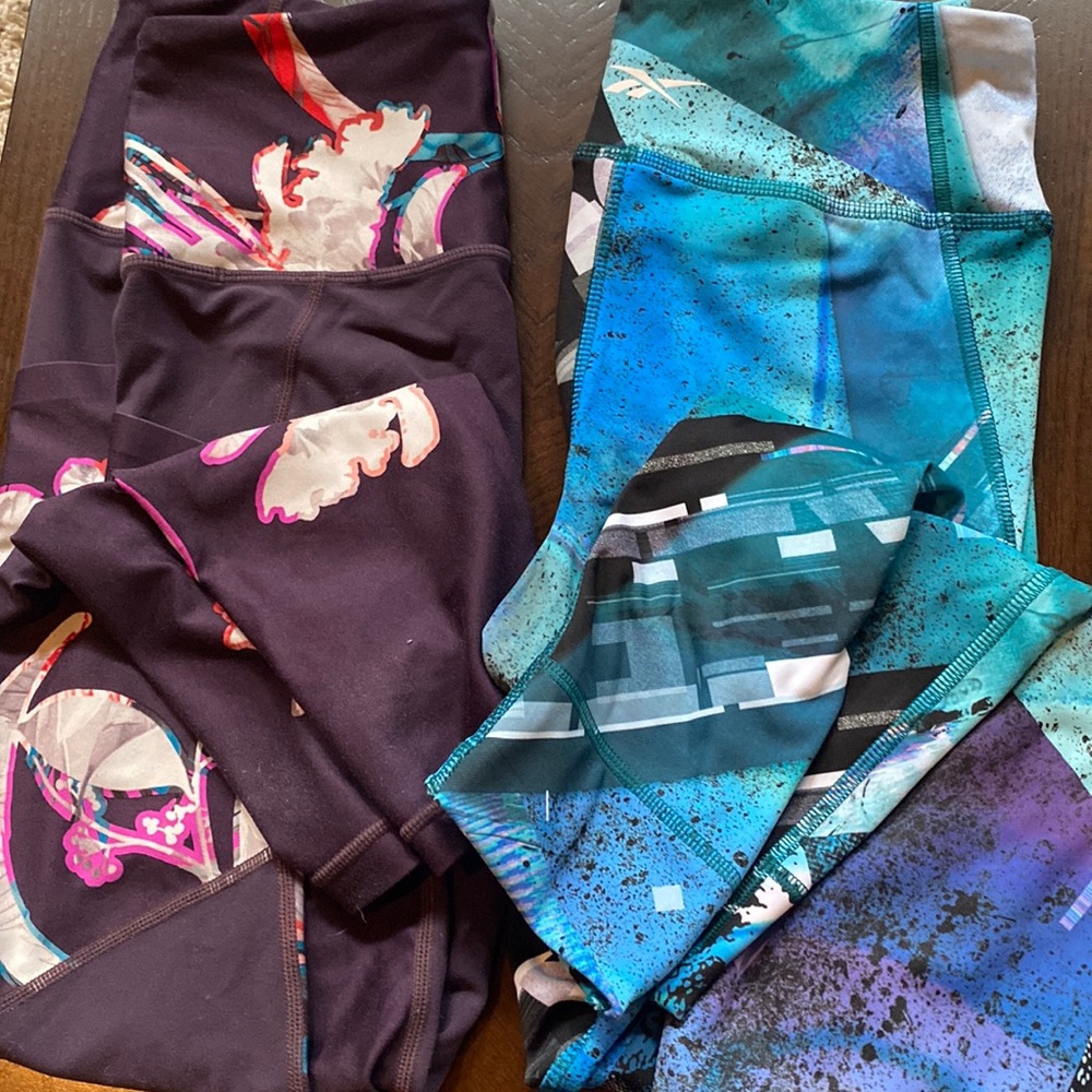 leggings (2 peice) (one athleta) (one reebok)